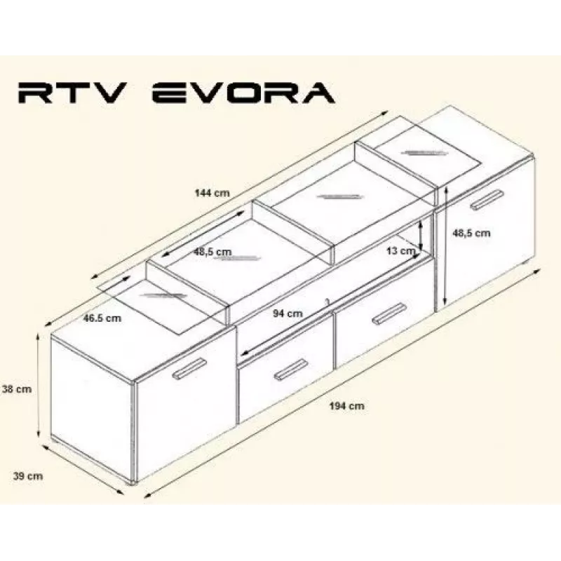 Suporte de TV para cama EVORA 200 plum tree/preto brilhante