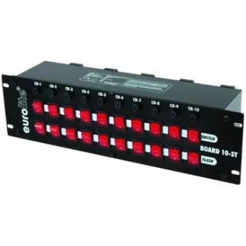 Distribuidor de energia EUROLITE Board 10‑ST com 10 tomadas com contacto de proteção