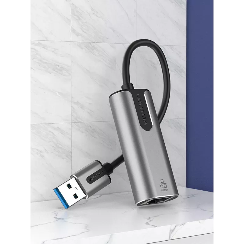 Vention adaptador USB 3.0-A para Gigabit Ethernet cinzento 0,15 m liga de alumínio tipo