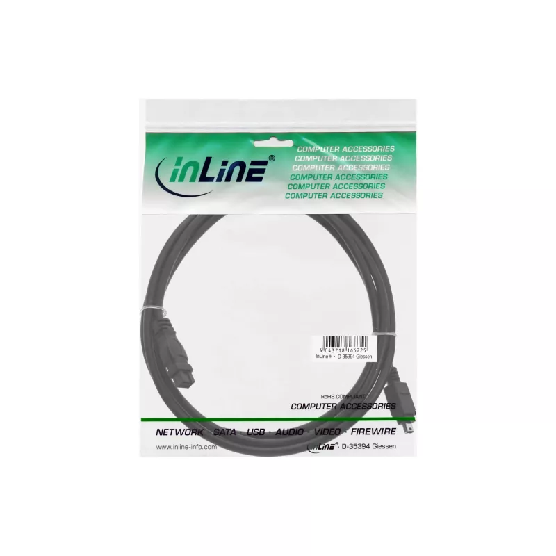 Cabo FireWire 400 para 800 InLine 34901 1 m macho/macho preto