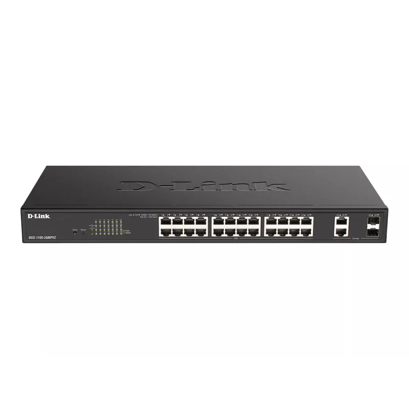 D-Link DGS-1100-26MPV2/E switch de rede Managed L2 Gigabit Ethernet (10/100/1000) Power over Ethernet (PoE) preto