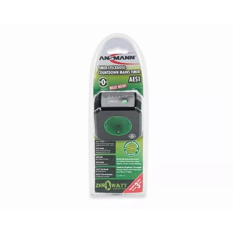 Tomada temporizada de poupança de energia Ansmann AES1 Zero Watt, preta