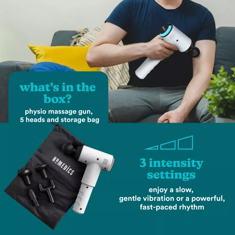 Pistola de massagem de percussão HoMedics PGM-150-EU — dispositivo portátil de terapia de percussão