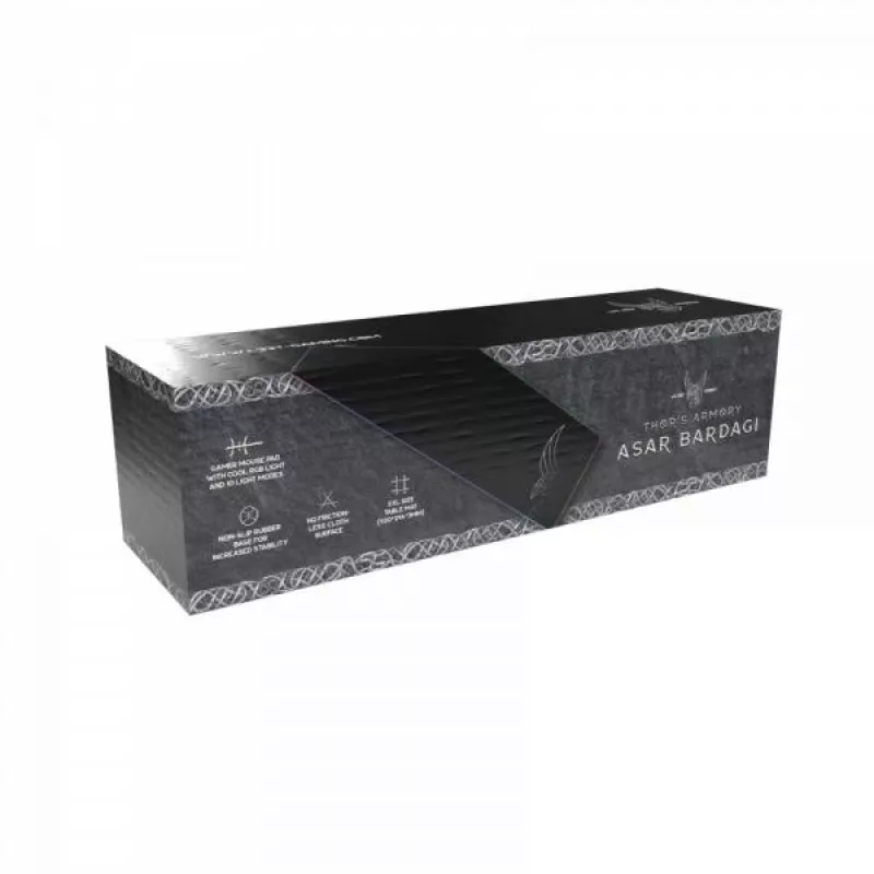 Tapete de rato gaming L33T Gaming 160406 Asar Bardagi XXL RGB, superfície rápida. 920 x 294 x 3 mm, Preto
