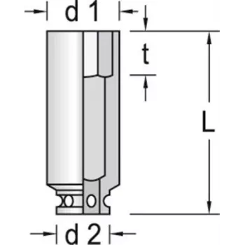 Gedore 6164430 chave de caixa de impacto 1/2", longa, sextavada 24 mm