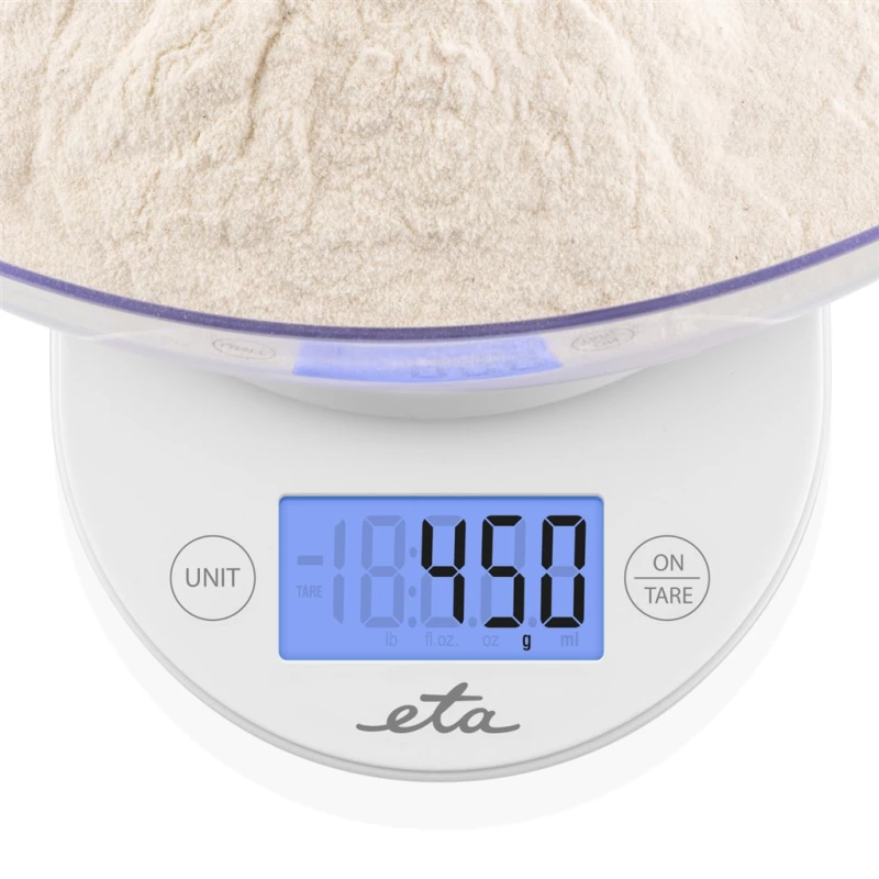 ETA | Balança de cozinha com taça | ETA577090000 Mari | Divisão 1 g | Tipo de ecrã LCD | Branco