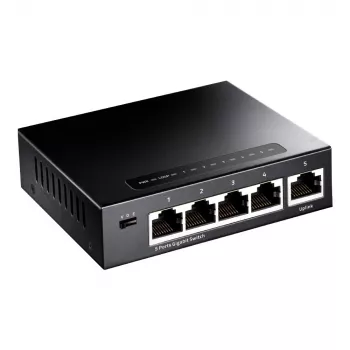 Switch de Rede Cudy GS105 — 5 Portas Gigabit Ethernet (10/100/1000), Preto, Fonte de Alimentação 5 V DC Incluída