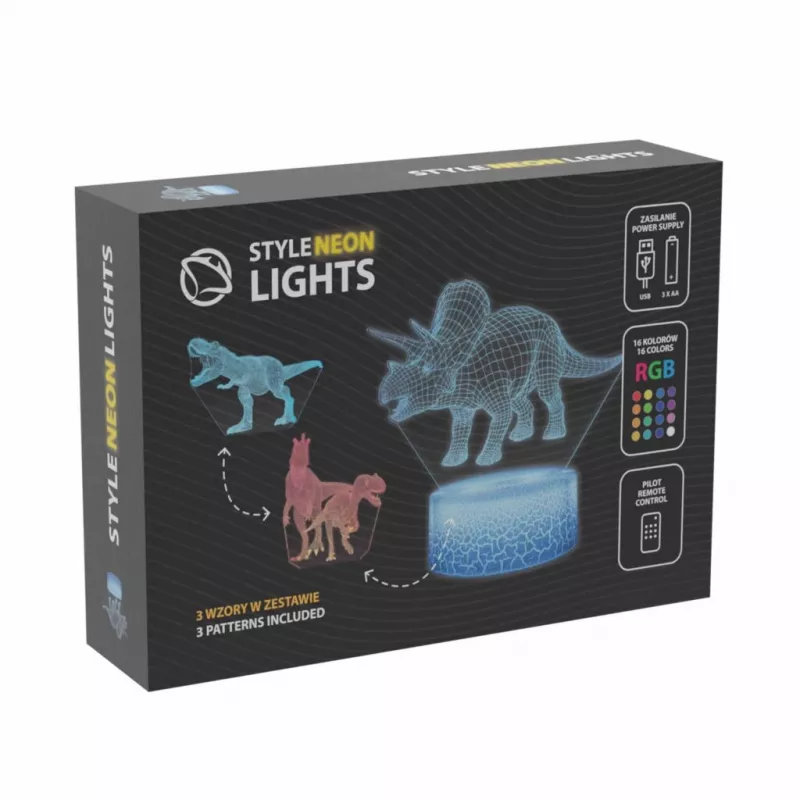 Lâmpada LED de mesa MANTA SNL117RGB decoração de luz 3D dinossauro RGB