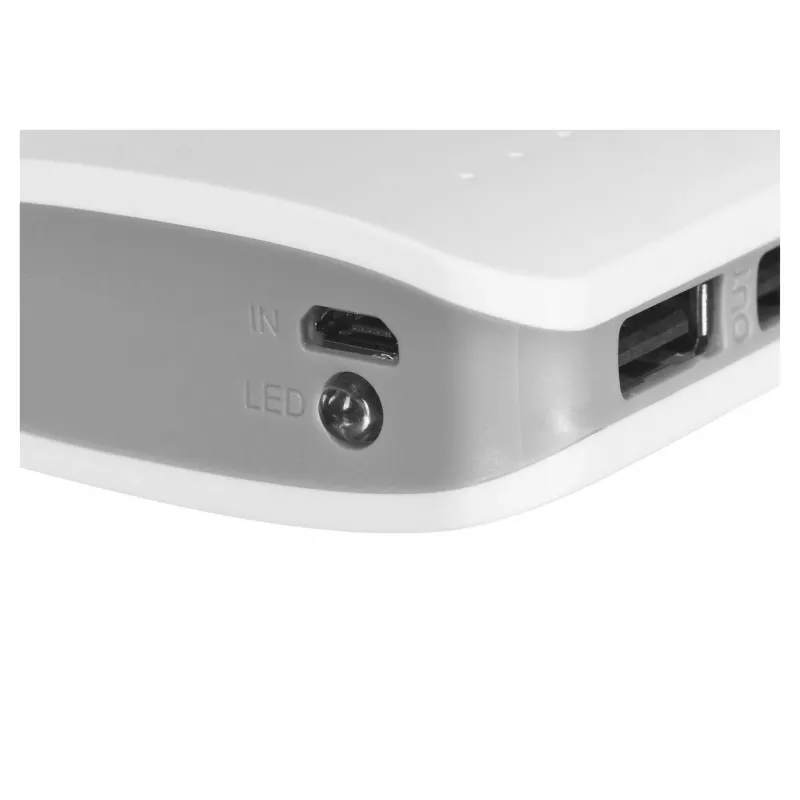 Carregador portátil Esperanza EMP106WE Radium — 8000 mAh, saída para 3 dispositivos, entrada Micro-USB, saídas 5V/2A e 5V/1,5A/1A, cinzento