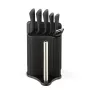 Conjunto de bloco de facas e talheres Maestro MR-1413 – preto, 8 peças, lâminas de aço inoxidável com suporte, porta-rolos de papel