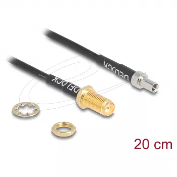 Cabo coaxial DELOCK 90919 RG-174, 20 m, RP-SMA para TS9, preto