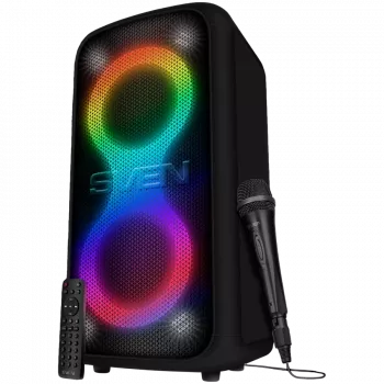 Altifalante portátil de festa Sven PS-1000 160 W, Bluetooth, FM, Karaoke, preto
