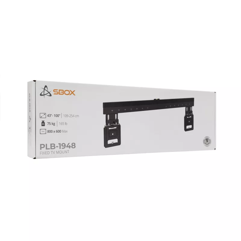 Sbox PLB-1948 suporte de parede fixo para TV, 43-100 polegadas, até 75 kg, VESA 800x600