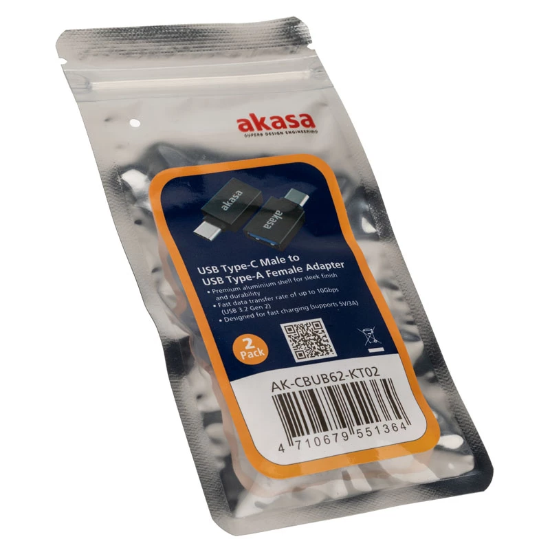 Adaptador de cabo USB Type-C USB Type-A Akasa AK-CBUB62-KT02