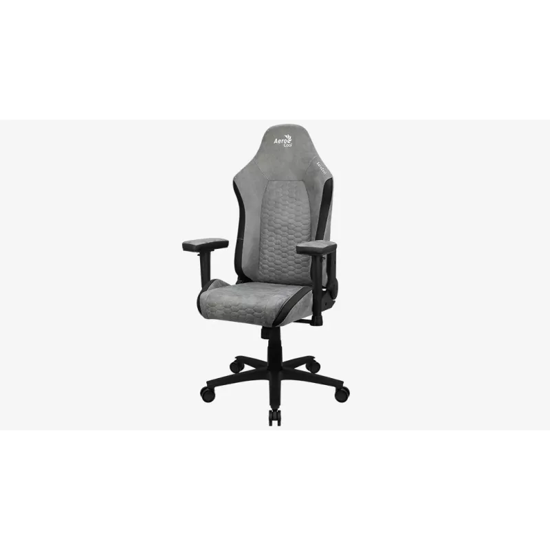 Cadeira gaming universal Aerocool Crown AeroSuede com assento acolchoado, cinzento pedra