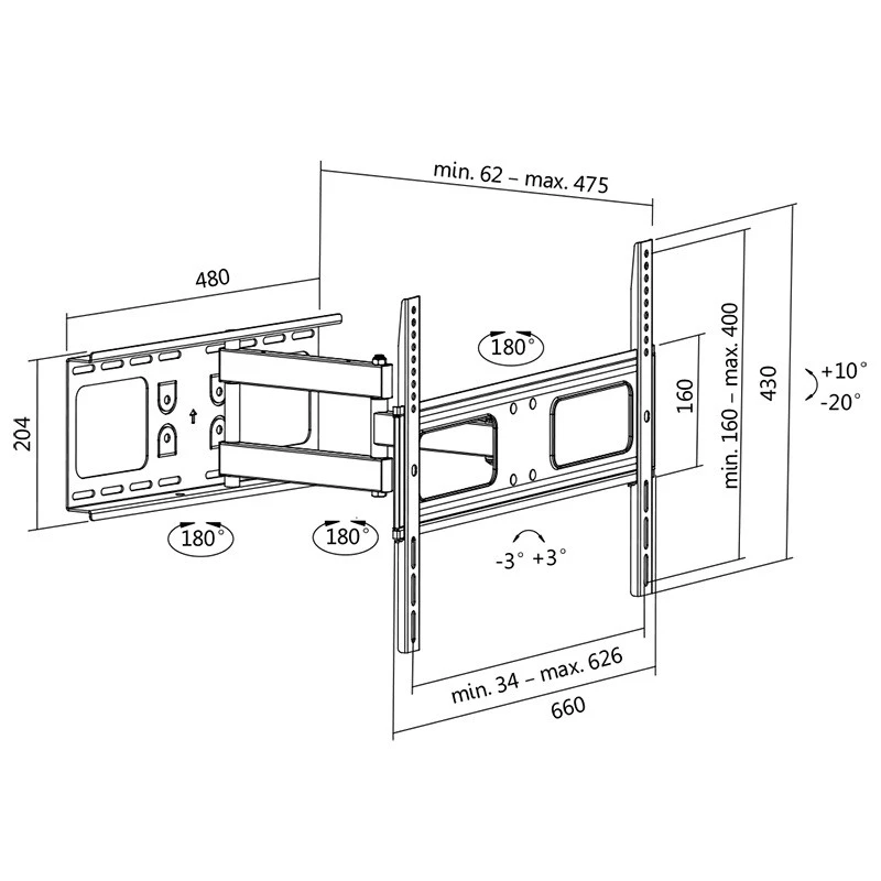 Suporte de TV LogiLink BP0028 177,8 cm (70 polegadas) preto