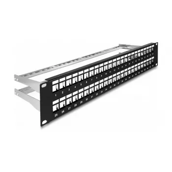 Painel Keystone DeLOCK 19 polegadas 48 portas com alívio de tensão 2U preto