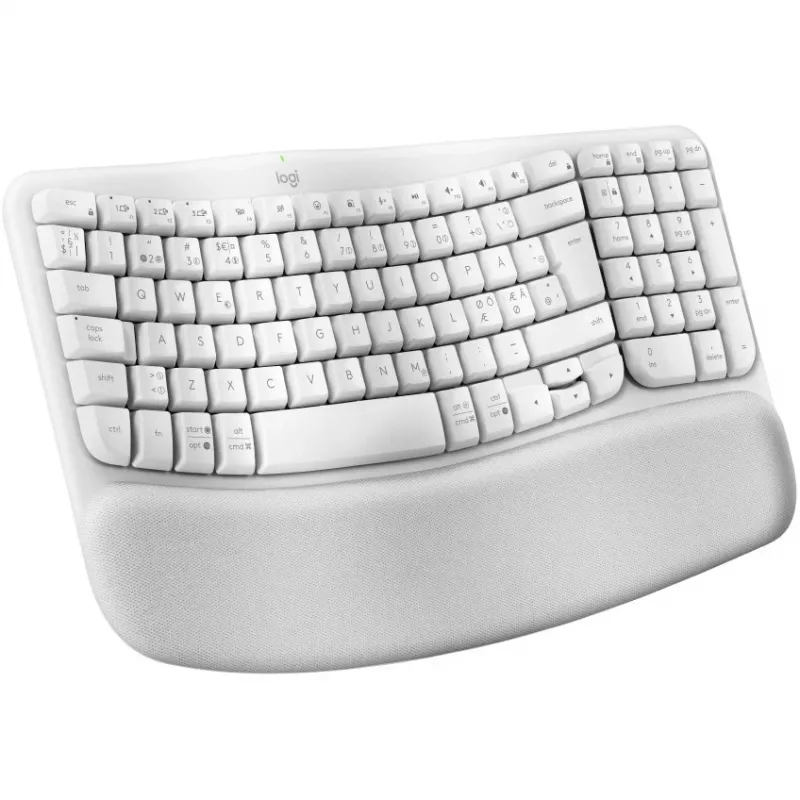 Teclado Logitech Wave Keys com apoio de pulso almofadado sem fios Bluetooth LE QWERTY branco-sujo (PAN)