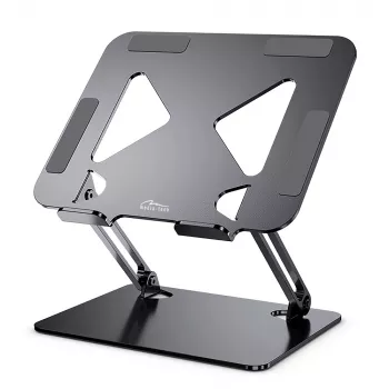 Suporte para portátil MEDIA-TECH MT2661 — de altura ajustável, design dobrável em alumínio para portáteis até 17 polegadas