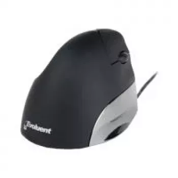 BakkerElkhuizen Evoluent Standard, destro, design vertical, ótico, USB Type-A, 1500 DPI, preto, cinzento, prateado