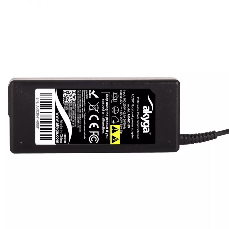 Fonte de alimentação para portátil Akyga AK-ND-29 para Lenovo, 90 W, 20 V, 4,5 A, Slim Tip