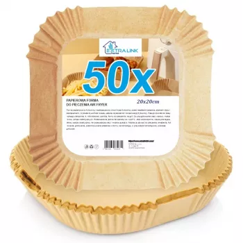 Forros de papel para fritadeira de ar quente 20×20 cm, embalagem de 50 — Extralink HOME