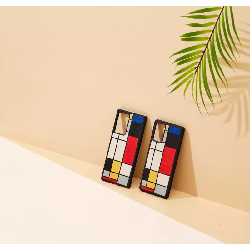 Capa protetora Man and Wood Galaxy Note 20 Mondrian Wood preta