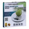 Balança de cozinha eletrónica ESPERANZA EKS003W, capacidade 5 kg, precisão 1 g, vidro temperado, controlo tátil