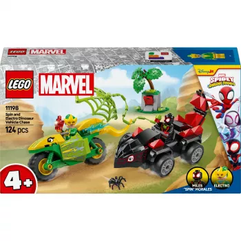 LEGO MARVEL 11198 Caça ao veículo dinossauro Spin e Electro