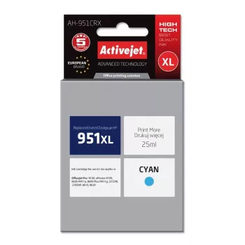 Tinteiro Activejet AH-951CRX (substituto para HP 951XL CN046AE; Premium; 25 ml; ciano)