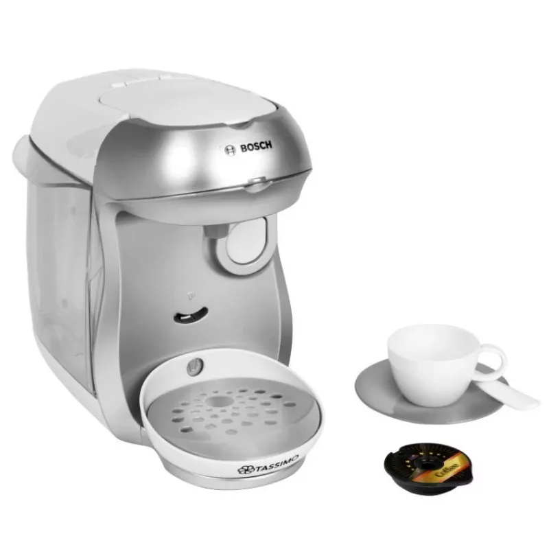 Máquina de café de brincar KLEIN Bosch Tassimo 9231 – máquina de café de brincar, prateada, roleplay para crianças