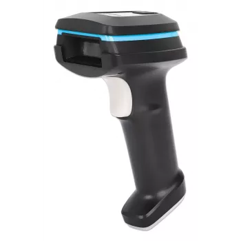 Leitor de códigos de barras 2D Long Range LED Manhattan, USB, profundidade de leitura 450mm, luz ambiente máx. 100.000 lux (luz solar), suporta simbologias - 1D (x21 versões) e 2D (x10 versões), cabo scanner RJ45 para USB 1,8m (tipo mais comum, USB-A), preto, 3 anos de garantia