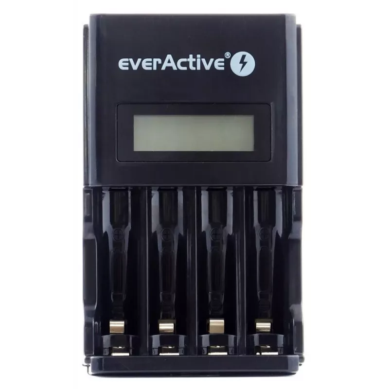 Carregador de baterias everActive NC450B — carregador de 4 células AAA, 110/230V AC, preto