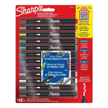 Marcadores acrílicos Sharpie Creative Marker 12 unidades ponta bullet preto