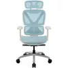 Cadeira de escritório ergonómica thunder x3 TEGC-3073102.B1 — estofamento branco e azul, braços ajustáveis, encosto alto