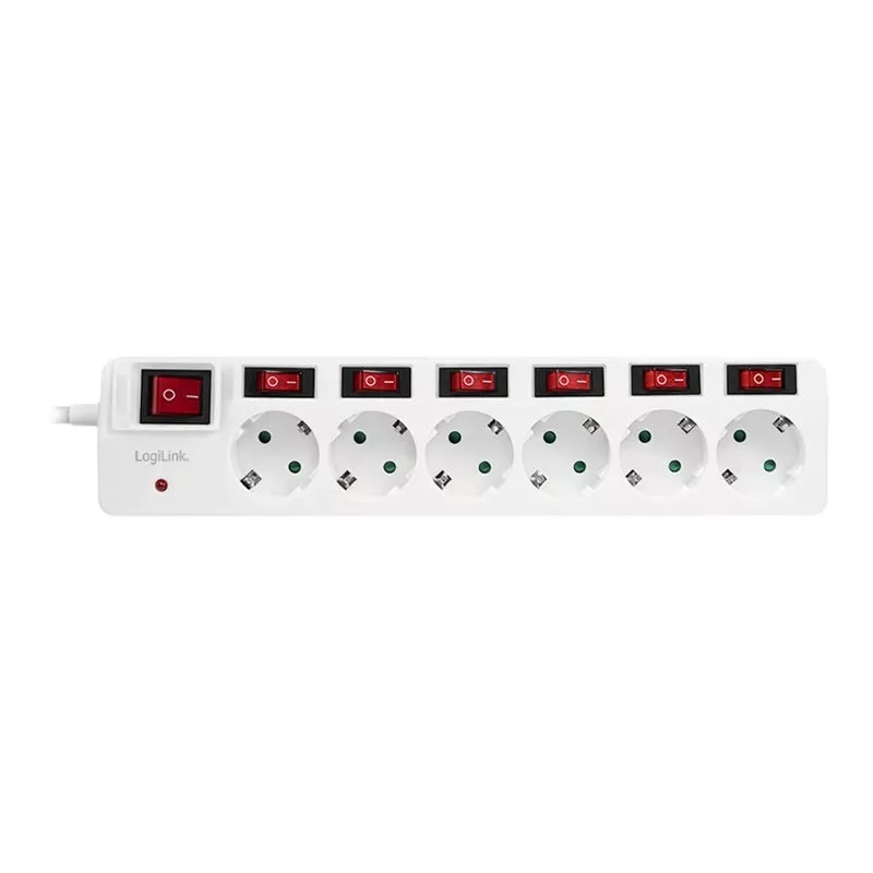 Régua de tomadas LogiLink LPS250 1,5 m 6 tomadas AC interior branco