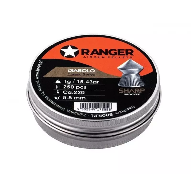 Diabolos RANGER PRORO 5,5 mm, formato diabolo, prateado, 250 unid., distribuidor de alumínio