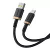 Cabo de carregamento rápido Baseus Dura USB Type A para tipo C 60 W 2 m Preto, Dourado