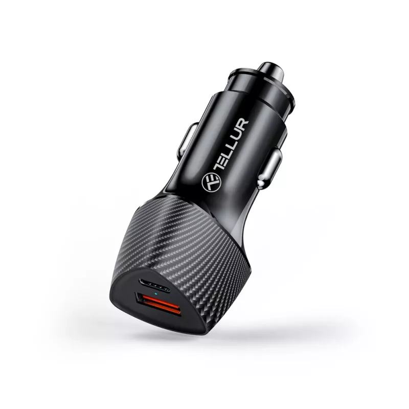 Carregador de automóvel Tellur FCC10 38W 6A PD20W QC3.0 – fonte de alimentação USB-C e USB-A para automóvel