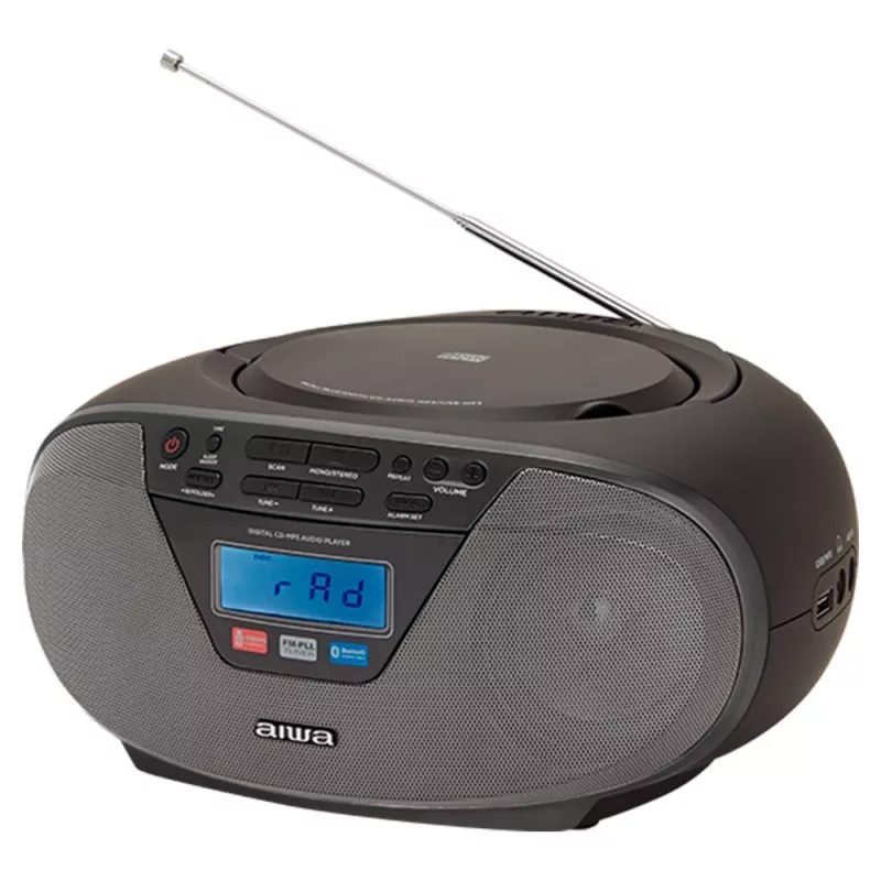 Micro-sistema de áudio Aiwa BBTU-400BK, leitor CD/MP3/FM-PLL/BT (Preto)