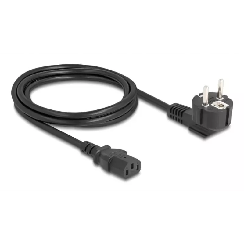 Cabo de alimentação DELOCK 81567 CEE 7/7 (macho) 90° para IEC C13, 2 m, 3x1,00 mm