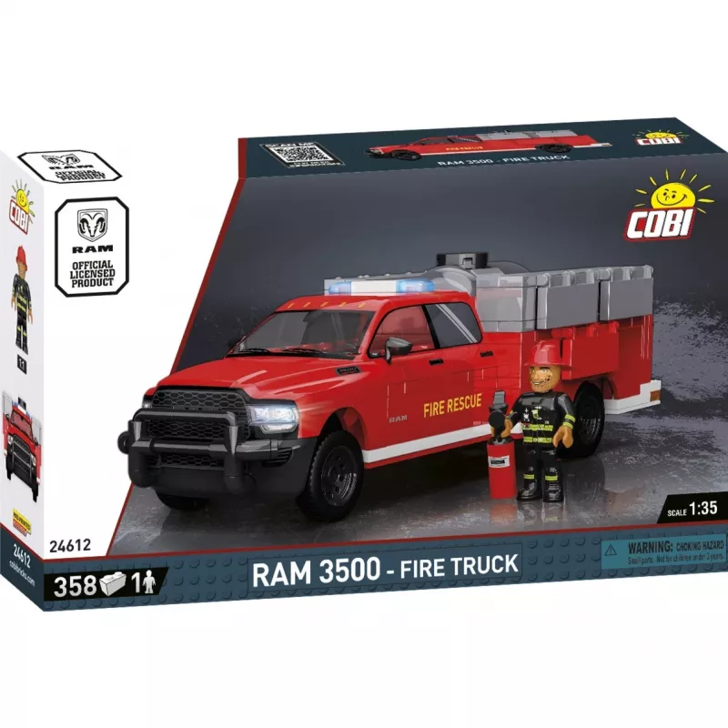Brinquedo de construção montável Cobi RAM 3500 carro de bombeiros COBI-24612 conjunto modelo 2-em-1