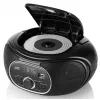 Leitor de CD portátil JVC RD‑E221B — preto, CD/MP3, deck de cassetes, reprodução USB, rádio FM, AUX, funcionamento a pilhas/corrente