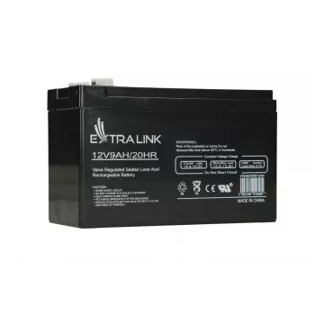 Bateria de chumbo-ácido selada (VRLA) 12V 9Ah Extralink – AGM, 1 unid., preto