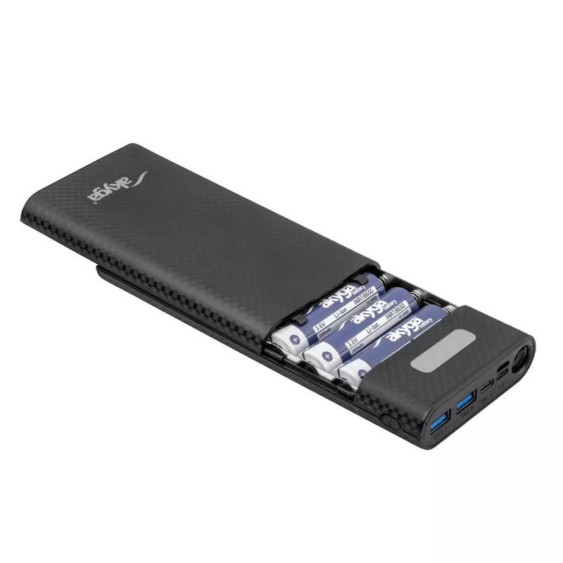 Akyga AK-BC-04 Caixa para power bank 20000 mAh, 8x 18650, 18W PD QC4+, USB-C, 2x USB-A, Lightning