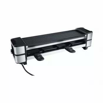 Raclette de ferro fundido RC 140 preto/inox, 600 Watt, placa de grelhar reversível