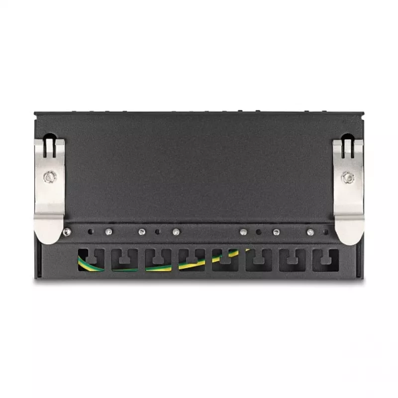 Patch panel DELOCK Mini Desktop RJ45 8 portas Cat.6A blindado preto para secretária, parede ou calha DIN