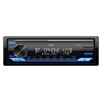 Autorrádio JVC KDX-382BT com Bluetooth e USB — Single DIN, entrada AUX, sintonizador FM