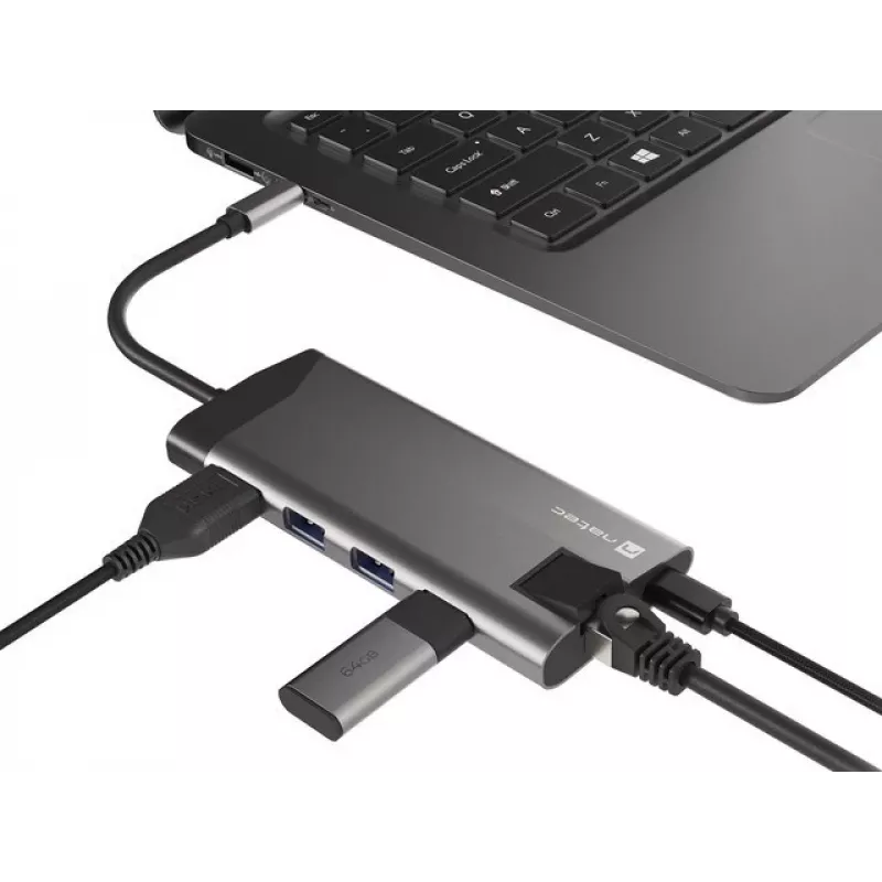 NATEC Fowler Plus USB Type-C preto cinzento MicroSD SD hub