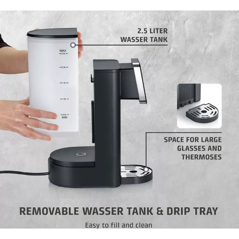 Dispensador de água quente Caso Turbo | HW 616 | dispensador de água | 2600 W | 2,5 L | plástico/aço inoxidável | preto/aço inoxidável